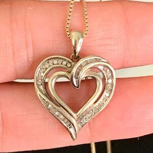 14K Yellow Gold over Sterling Silver with 1/4 CTTW Diamonds Heart Pendant Neckla